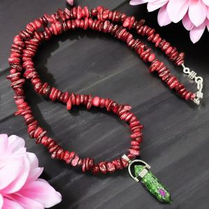 Mother of Pearl Chip Neklace Snowflake obsidian