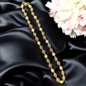 Pearl Mala with filigree caged pearls,Multicolor
