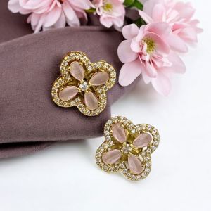 CZ stone studs,Baby Pink