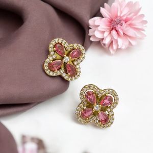 CZ stone studs,Pink