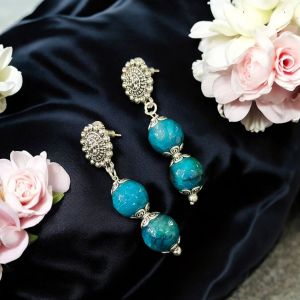 Fashion Agate Earrings,Blue