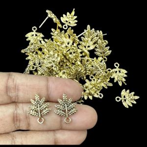 Earstud Post - Antique Gold,Leaf, Pack Of 5 Pairs