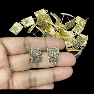 Earstud Post - Antique Gold,Rectangle, Pack Of 5 Pairs