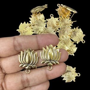 Earstud Post - Antique Gold,Lotus, Pack Of 5 Pairs
