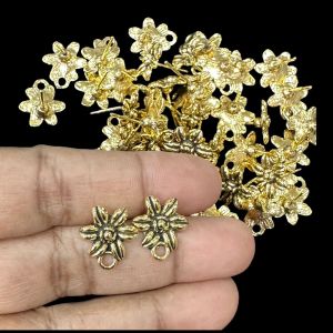 Earstud Post - Antique Gold,Flower, Pack Of 5 Pairs