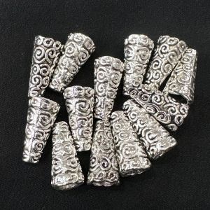 Antique Silver End Cap Cone Shape pack of 10pcs