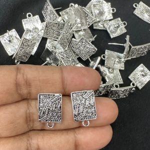 Earstud Post - Antique Silver,Rectangle, Pack Of 5 Pairs