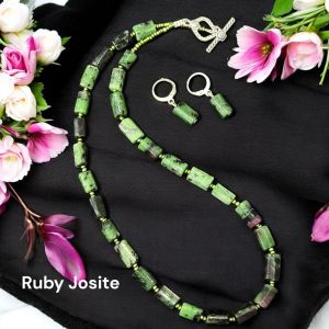 Gemstone Cylinder beads necklace,Ruby Josite