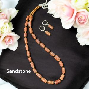 Gemstone Cylinder beads necklace,Sandstone
