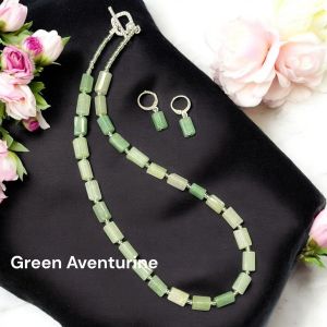 Gemstone Cylinder beads necklace,Green Aventurine