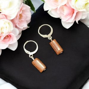 Gemstone cylinder earrings,Sandstone