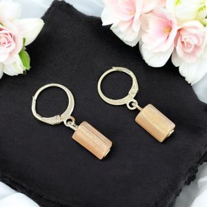 Gemstone cylinder earrings,MoonStone