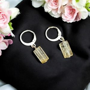 Gemstone cylinder earrings,Citrine