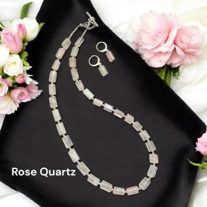 Gemstone Cylinder beads necklace,Rose Quartz