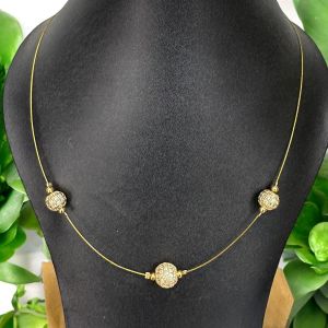 Fancy Invisible Wire Necklace with CZ Stone