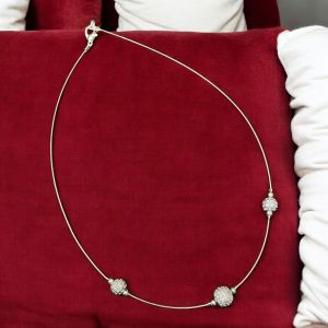 Fancy Invisible Wire Necklace with CZ Stone