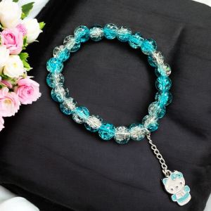 Crackle Bead Bracelet with enamel charms,Sky blue