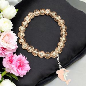 Crackle Bead Bracelet with enamel charms