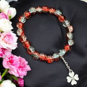Crackle Bead Bracelet with enamel charms