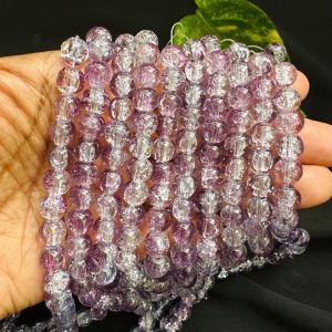 Crackle Glass Beads, 8mm Round,Purple