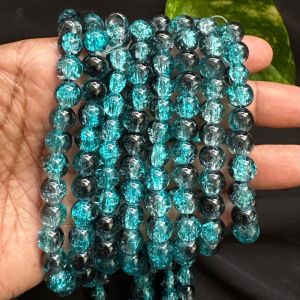 Crackle Glass Beads, 8mm Round,Light Blue