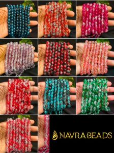 Crackle Glass Beads, 8mm Round,Assorted,Pack of 10