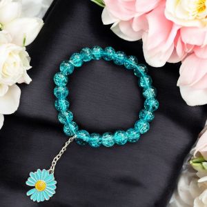 Crackle Bead Bracelet with enamel charms,Blue