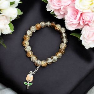Crackle Bead Bracelet with enamel charms
