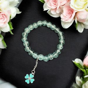 Crackle Bead Bracelet with enamel charms,blue
