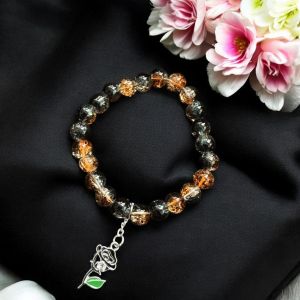 Crackle Bead Bracelet with enamel charms