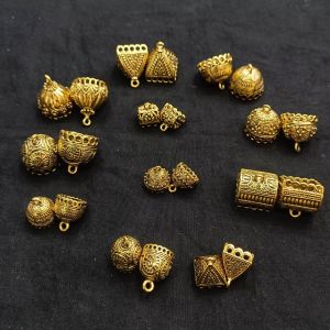 Oxidised Gold Jhumka Frame,Assorted,Pack of 11 Pairs