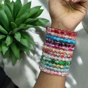 Crackle Bead Bracelet : Assorted, Pack of 12 pieces