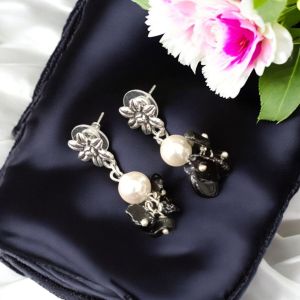Gemstone Earrings with Pearls ,Black Onyx