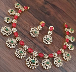 Coral Color set with AD stones