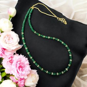 Agate necklace with Rhinestones,Dark Green