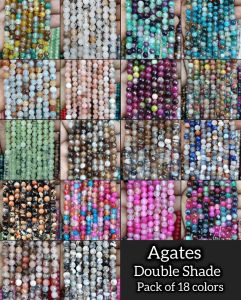 Agate Beads, Round, 6mm,Assorted,Double Shade,Pack of 18 strings