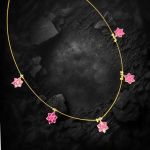 AD Flower Pendant In Invisible Wire ,Pink
