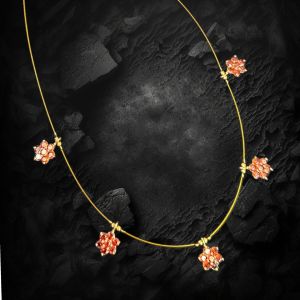 AD Flower Pendant In Invisible Wire ,Orange