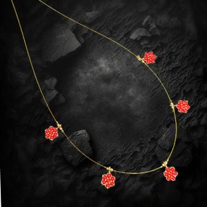 AD Flower Pendant In Invisible Wire ,Red