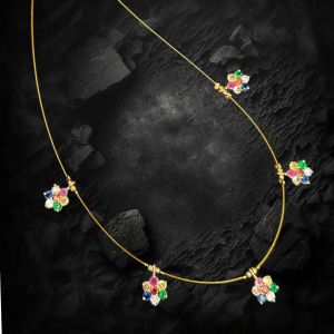 AD Flower Pendant In Invisible Wire ,Multicolor