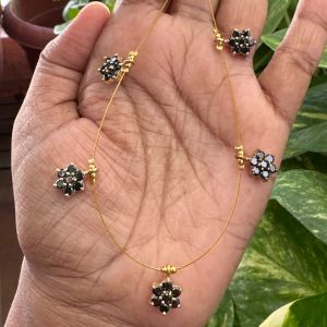 AD Flower Pendant In Invisible Wire ,Black