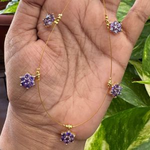 AD Flower Pendant In Invisible Wire ,Lavender