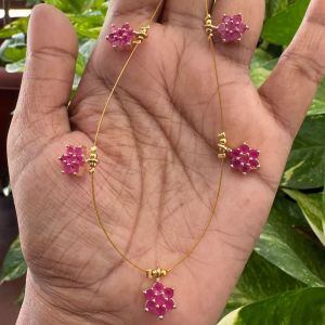 AD Flower Pendant In Invisible Wire ,Pink