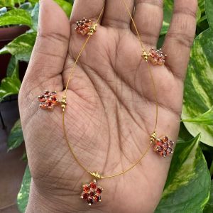 AD Flower Pendant In Invisible Wire ,Orange