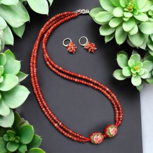 Agate necklace with Japanese beads 