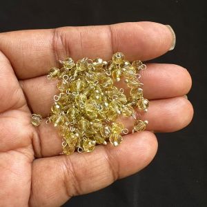 Crystal Loreals, 4mm, Translucent, Silver Finish, Light Honey Brown, Pack of 100 pieces 