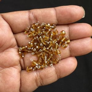 Crystal Loreals, 4mm, Translucent, Silver Finish, Orange, Pack of 100 pieces 