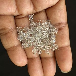 Crystal Loreals, 4mm, Translucent, Silver Finish,White, Pack of 100 pieces 