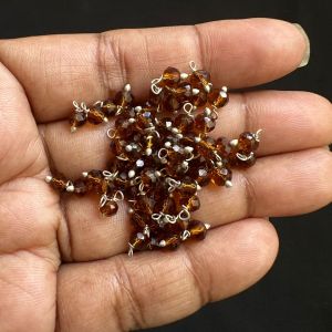 Crystal Loreals, 4mm, Translucent, Silver Finish,Maroone, Pack of 100 pieces 