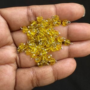 Crystal Loreals, 4mm, Translucent, Silver Finish,Maroone, Pack of 100 pieces 